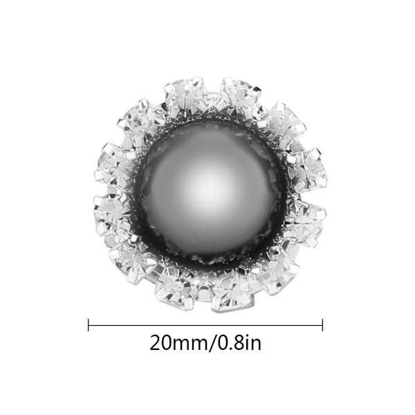 10 stk. 20mm DIY  halvrunde perleperler Scrapbooking-dekoration flad bagside (sort)