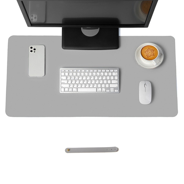 Bordmåtte, bordmåtte, 80 x 40 cm PU bordmåtte, bordmåtte til bærbar computer, vandtæt bordmåtte til kontor- eller hjemmebrug, enkeltsidet (grå)