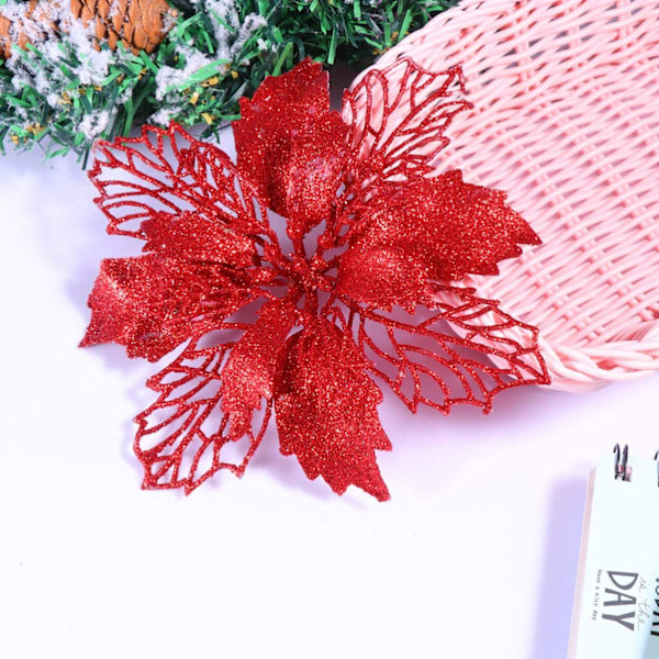 Toyvian 12 stk. Juletræspynt Glitter Poinsettia