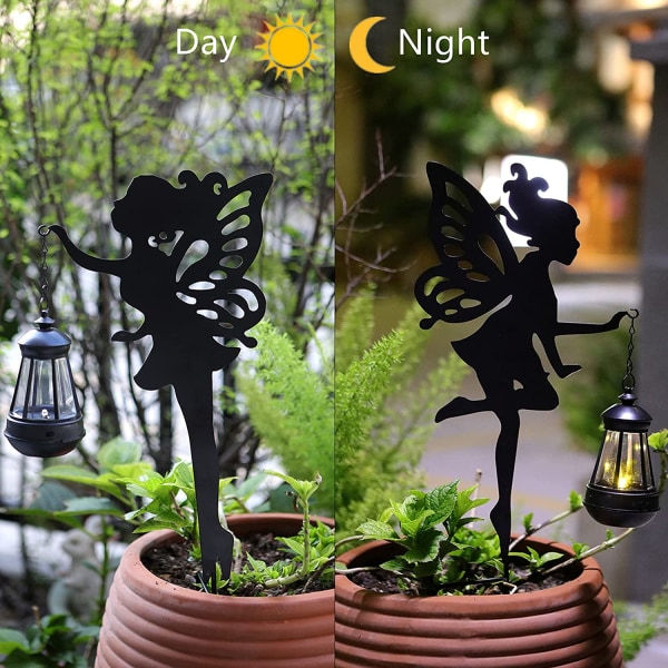 Solar Garden Stake Lights – 2 Pack Metal Fairy Hængende Lantern S