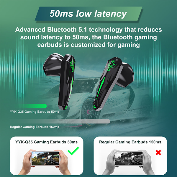 1 kpl Bluetooth-e-urheilukuulokkeet Kosketus e-urheilupelikuulokkeet Alhainen viive