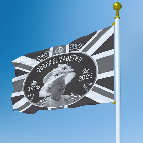 Hennes Majestäts flagga, minnesmärke över Storbritanniens drottning