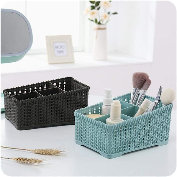 Sminkförvaring för handfat eller sminkbord - förvaringslåda i BPA-fri plast för smink - modern kosmetisk arrangör med fyra fack