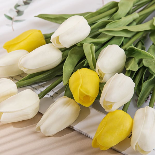 10 stk PU kunstige tulipaner ekte touch kunstige blomsteroppsats