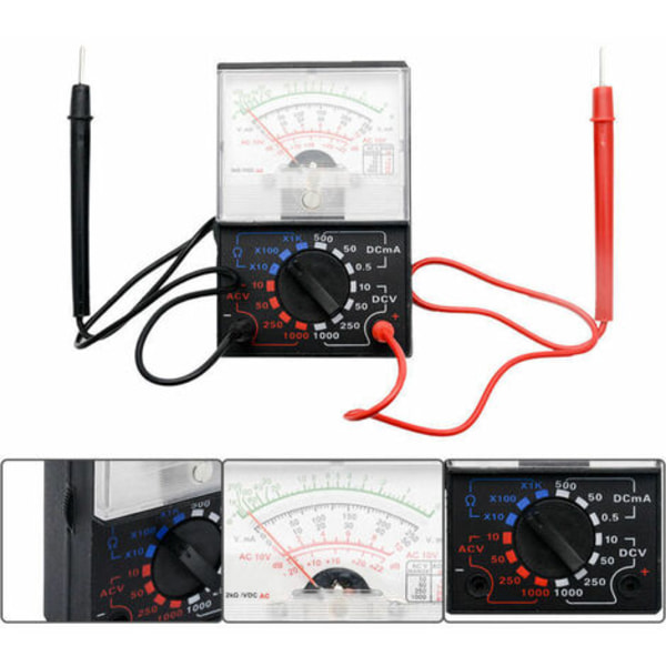 Analog Multimeter Elektrisk Voltimeter Kontinuitetstester YX 1000A AC DC