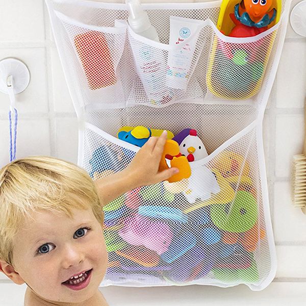 Badekar Bruser Badelegetøjs Opbevaringsnet - Baby Legetøjsnet + GRATIS 2 Robuste Klæbehooks