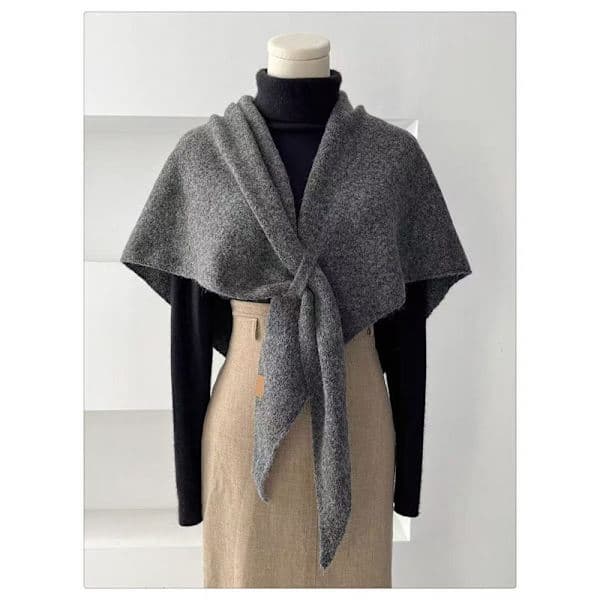 Women's Scarf Pashmina & Triangular Shawl – Warm Long Shawl for Party & Winter Use Dark Grey Dark Gray