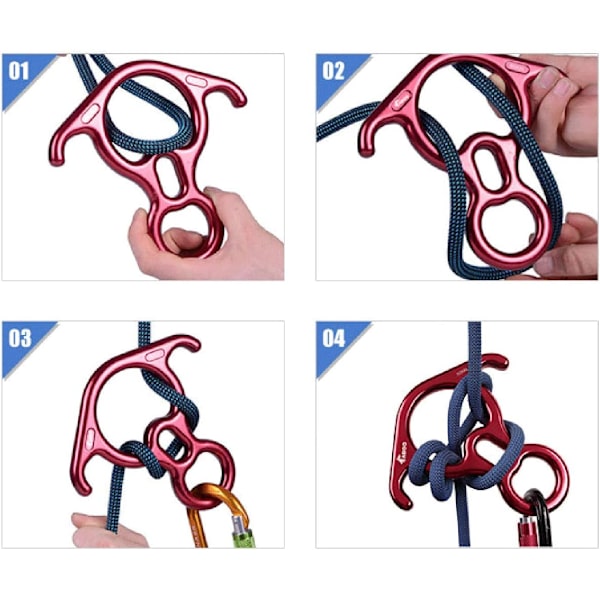 50KN alumiininen kiipeilykahdeksikko laskeutumislaite Rigging Plate Rappel Gear Kalliokiipeily Pelastusköysi Laite Alaspäin Varuste Raskaaseen Käyttöön