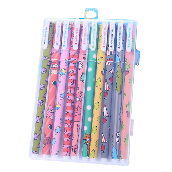 Gelpennor, skrivpenna, blandade färger, 10-pack