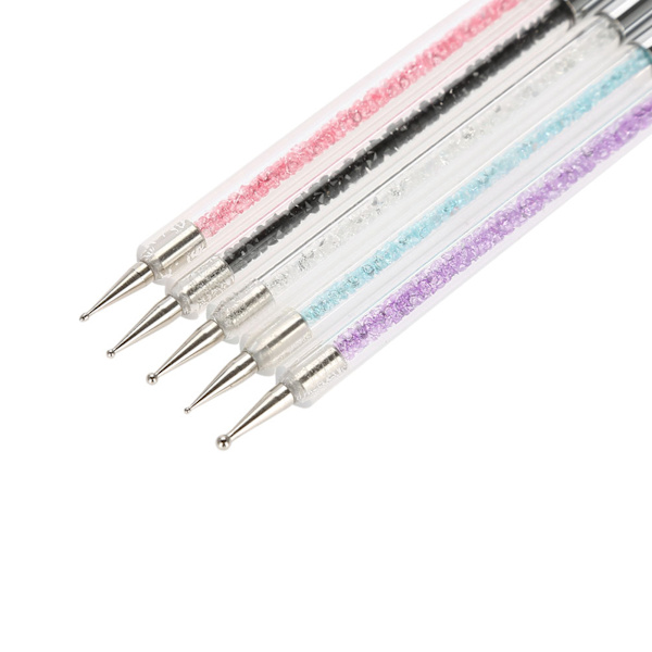 5-pack dubbelhuvudade kristallprickverktyg för manikyr, målningsverktyg, prickpenna, nagelkonstfärgset