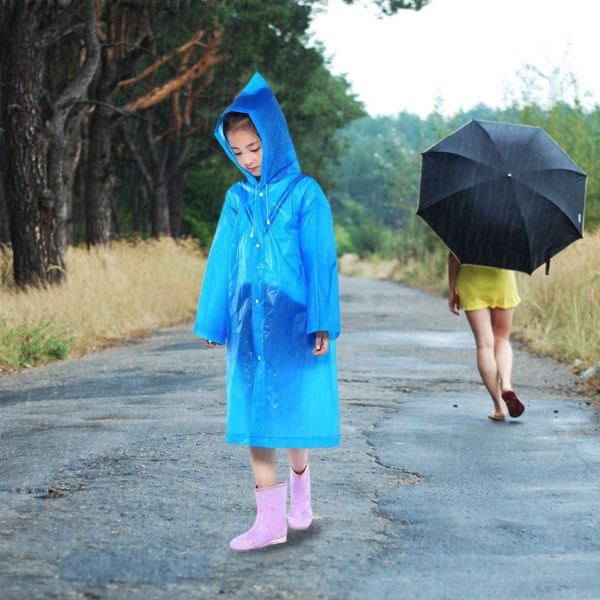 Lasten vedenpitävä sadeponcho, kirkkaat Eva-hupulliset sadetakit