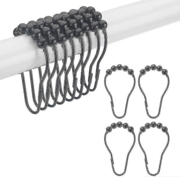 Duschdraperikrokar Ringar, Metall Duschdraperikrokar Ringar 12st Matte Black