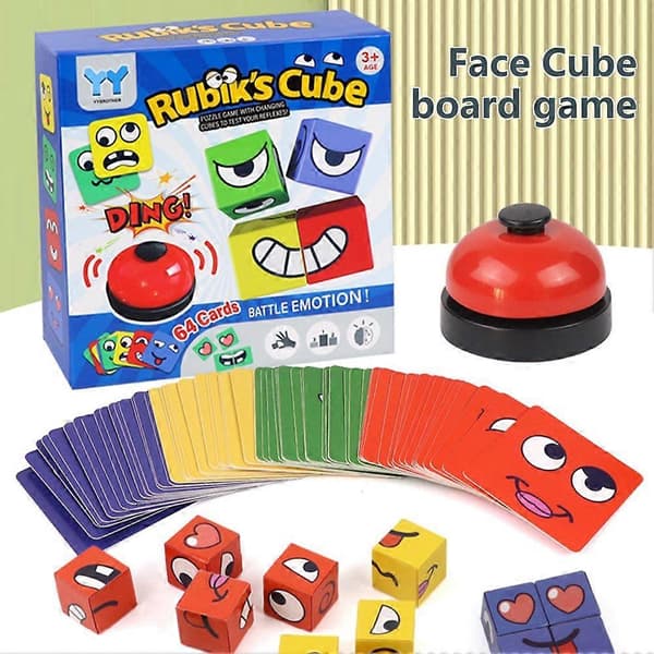 Expression Puzzle Building Blocks Face Changing Building Blocks Matching Game Logical Thinking Training Toy With Clock[TT]