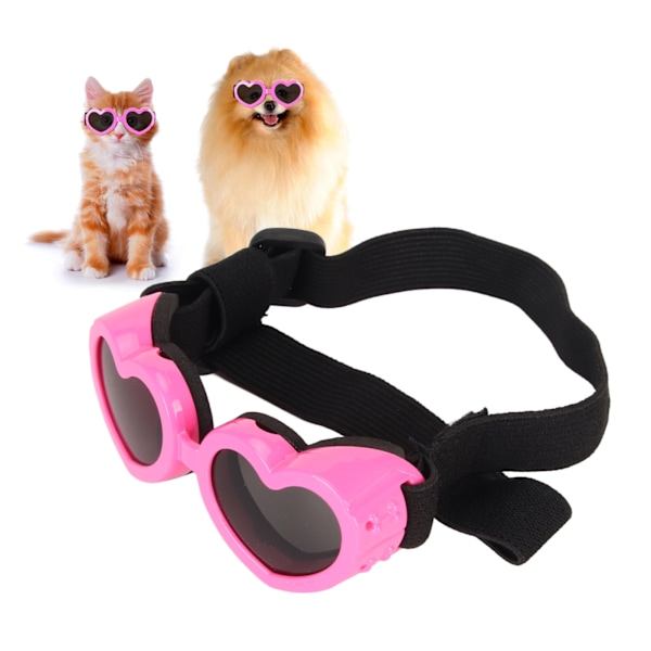 Dog Sunglasses UV Protection Waterproof Windproof Prevents Fog HD Lens Heart Shape Pet Sunglasses for Puppies Dogs Pink