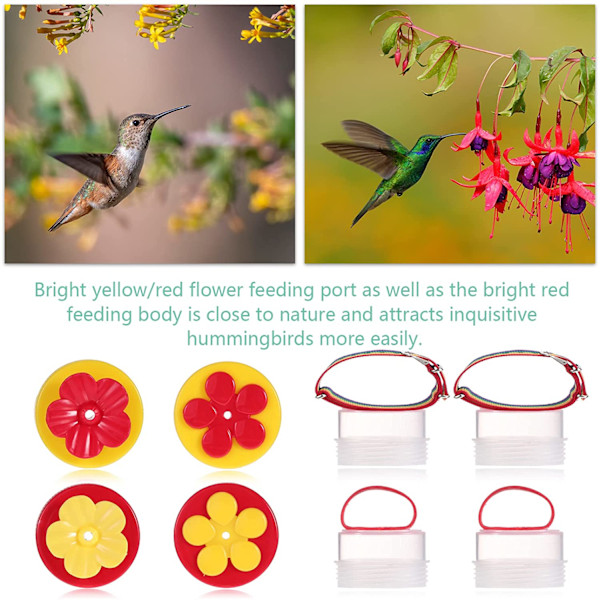 Kolibri Hand Feeder Blomma Hand Held Kolibri Matningsverktyg Mini Hand Feeding Verktyg Kolibri Ring Feeder för Utomhus Bakgård Natur, Röd