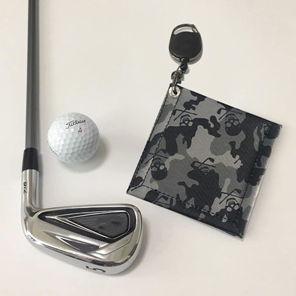 Bärbar golfbollshandduk Rengörare Golfboll Rengöringshandduk med Retractable Clip, Liten Retractable Tvättbar Våt Torr Golfboll Rengörare för Män Golf