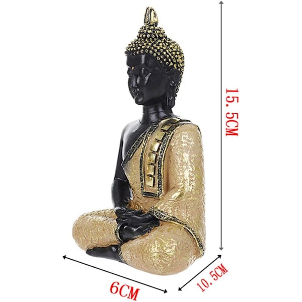 Thaimaalainen Buddha-kokoelma, kodin sisätilojen veistoslahja, ulkopuutarhan taidekoriste, hartsi, kulta, 15 cm