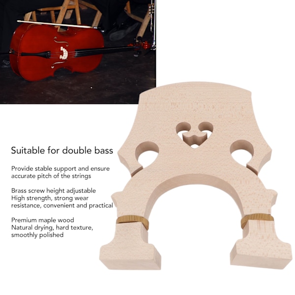 Violinbro Mapletræ Justerbar Messing Skrue Dobbeltbasbro Til Udskiftning 3/4