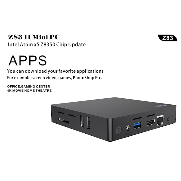 Beelink Z83Ⅱ 4G+64GB Mini Dator Bluetooth4.0 WiFi för Windows 10/Linux US 100-240V