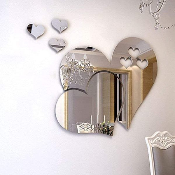 Spejl Vægklistermærker, 3D Krystal Kærlighedshjerte, Akryl DIY Kunst til Hjem, Stue, Badeværelse eller som TV Baggrundsdekoration