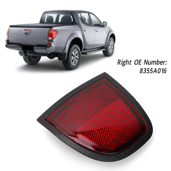 Bakre støtfangerreflektor Rød støtfanger bakside reflektorpanel erstatning for Mitsubishi L200 Triton ML MN 2005 til 2015 Høyre 8355A016