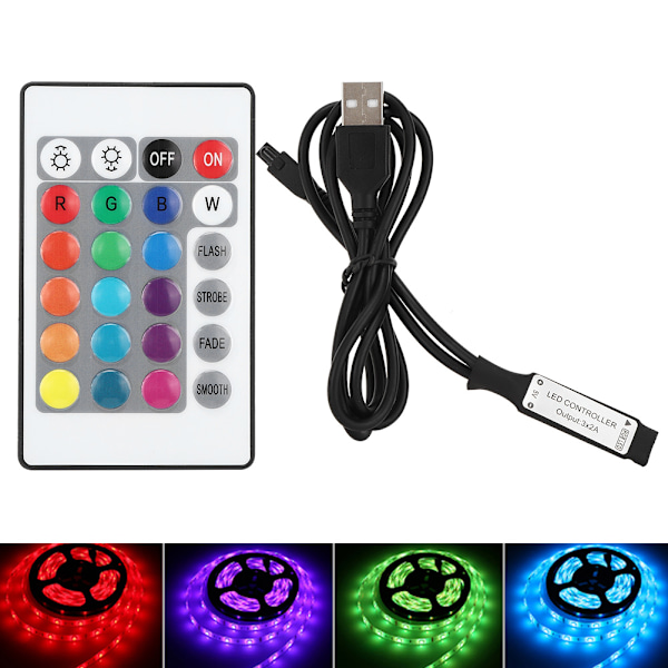 RGB Ljus Kontroller för Heminredning, Högkvalitativt Material 24 Knappar RGB Ljus Kontroller Radiofrekvens Signal Kontroll Ingen UV-strålning Ingen Stroboskop