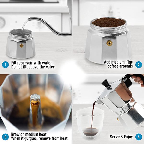 Klassisk espressobryggare för spishäll, klassisk italiensk stil 3 koppar espresso