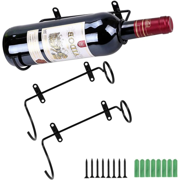 2 stk metall hengende vinstativ rødvin flaske display stativ med skruer for voksne alkoholholdige drikker flaske oppbevaring stativ