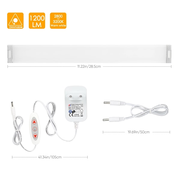 Plug and Play Bänkbelysning, 3 st Varmvita Energibesparande LED-rörarmaturer