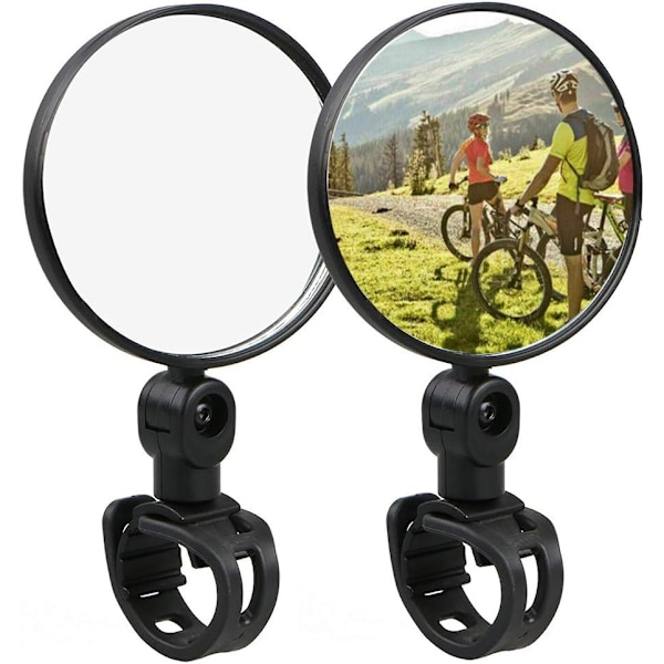 1 par Mini Konvex Reflekter Spegel Universal Cykel Styre Backspegel Reflektor 360 Graders Rotation Stötsäker Lätt Installera, för