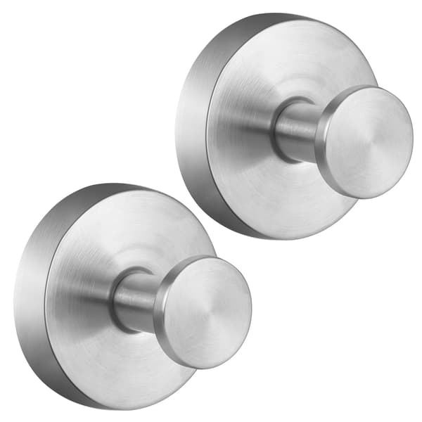 Suction Cup Vacuum, 2 Suction Cup Hooks for Wall, Suction Cup Bathroom Stainless Steel, Waterproof, Removable, Reusable (Silver)-FF- silver silver