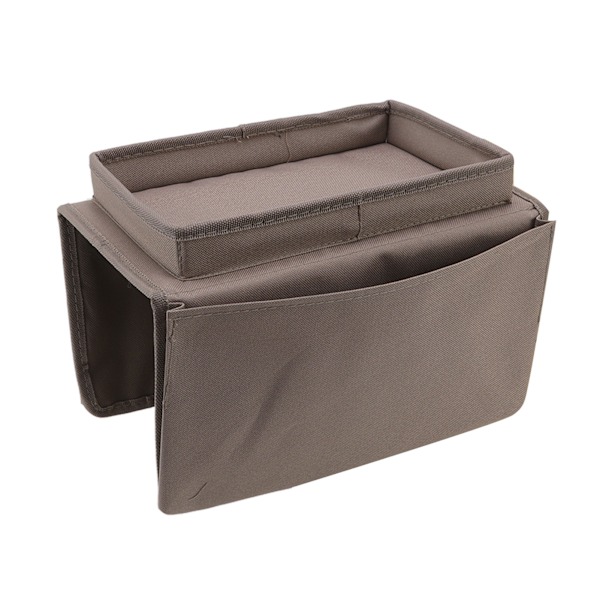Fällbar soffbricka med förvaringsfack i 600D Oxford-tyg, sidofickor för soffa, kaffe
