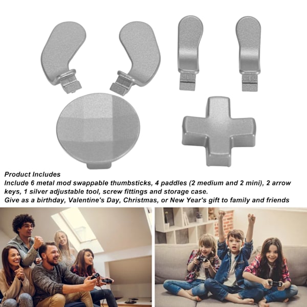 Tillbehör för Xbox One Elite Series 2 Kontroller Metall Spakar Ersättningsdelar Kit Joysticks Paddlar Kit Silver