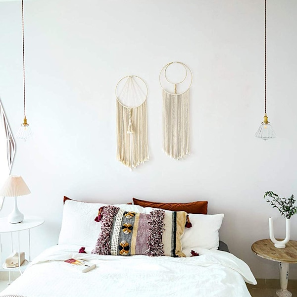Makramee seinätekstiili boho seinäkoriste seinävaate olohuoneeseen makuuhuoneeseen parvekkeelle 30,5 cm (L) x 91,4 cm (K)