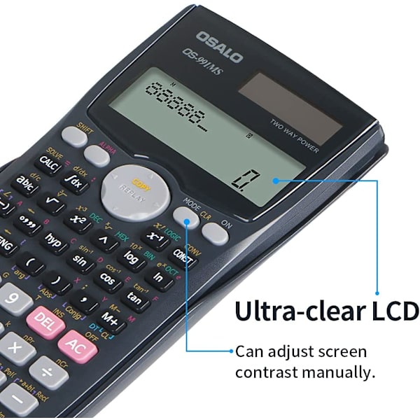Vetenskaplig kalkylator 401 funktioner med fodral, LCD-kalkylatorer Lar