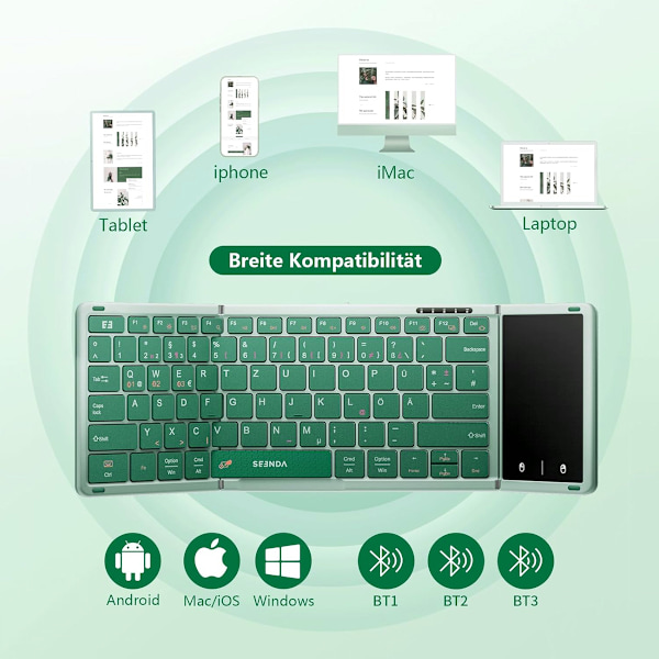 Hopfällbart Bluetooth-tangentbord med pekplatta trådlöst för smartphone iPad