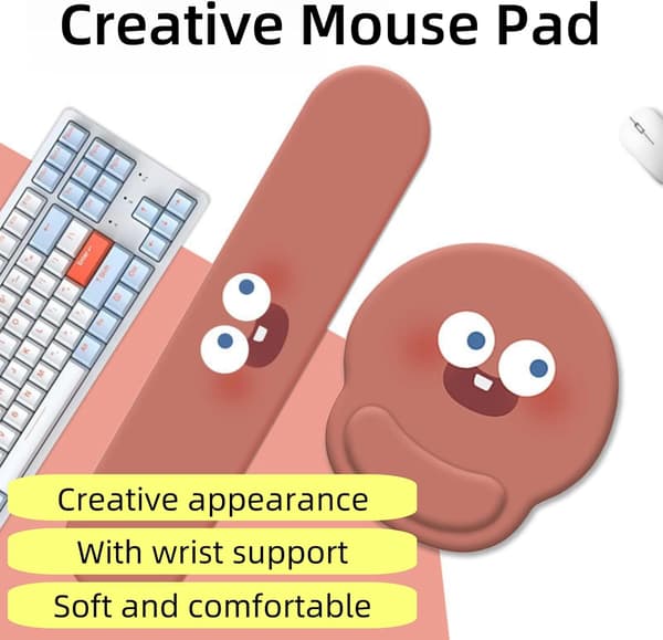Kreativ musematte med håndleddsstøtte, ergonomisk musematte for smertelindring, bærbar komfortabel musematte for datamaskin, bærbar PC, kontor Brown
