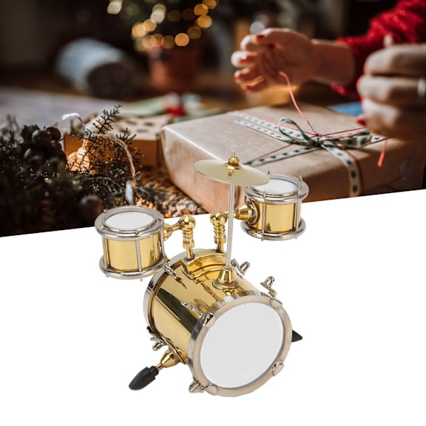 Miniature Drum Set Replica Musical Instrument Model Mini Drum Set Dollhouse Ornament Drummer Gift Home Decor with Box