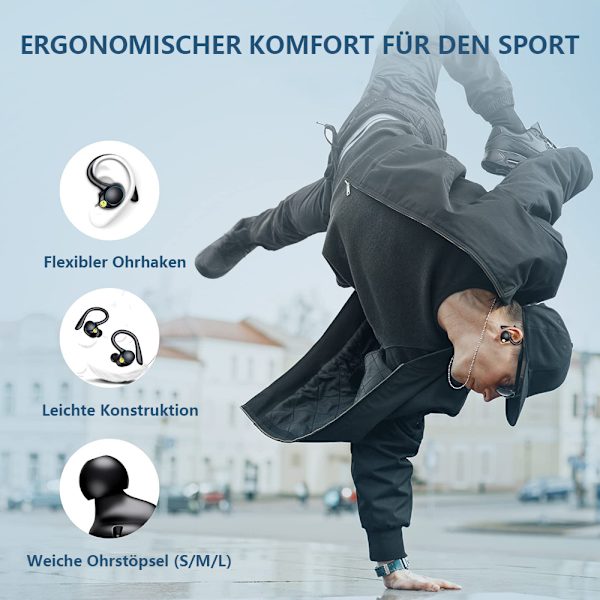 Trådlösa öronsnäckor, Bluetooth 5.2-hörlurar, 120 timmars speltid, IPX7 vattentäta Bluetooth-hörlurar, over-ear-hörlurar med 800 mAh laddningsfodral,