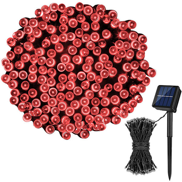 Solar Christmas String Lights LED - 72 Feet 200 LED 8 Modes Fair red light
