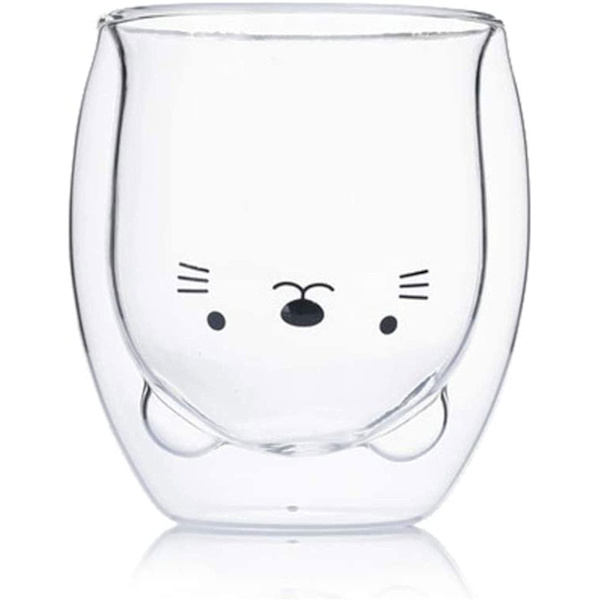 Hwagui - Søt kopp Dobbelvegget glasskrus, Glass Espresso kopp,