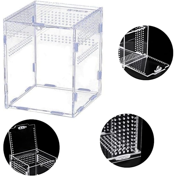 Insektsmatningslåda, transparent akryl avelslåda, akryl reptil låda, akryl habitat terrarium, för reptiler, spindel, ödla, skorpion, anti