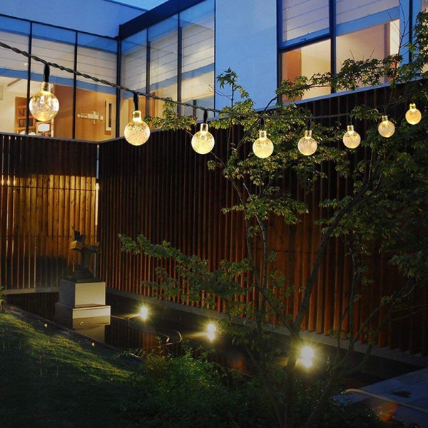 6,5 m solcells ljusslinga 30 LED-lampbollar semesterljus