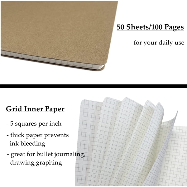 Spiral Graph Paper Notebook, B5 Grid Notebook Spiral Bound