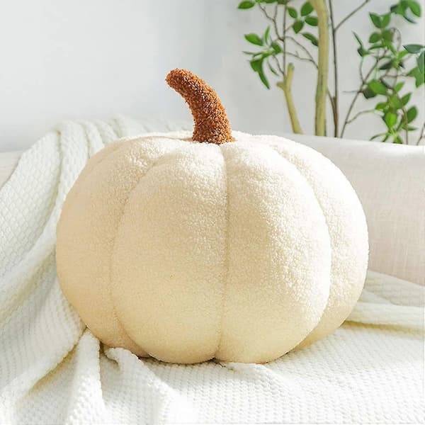 Plush Pumpa Kudde, Halloween Pumpa Fylld Leksak Pumpa 3D Forma Kudde För Heminredning White 20 cm