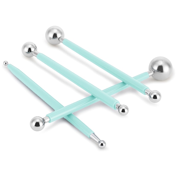 DIY-tårtset, 4 metallkulor Bakning fudge-tårtset Rostfritt stål 8 första pennasockerblommor