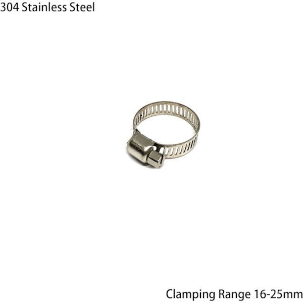 Slangeklemme 20 stk. lavet af 304 rustfrit stål til fleksibel slange med yderdiameter 16-25 mm, klipsbredde 8 mm, robust og rustbestandig slangeklemme