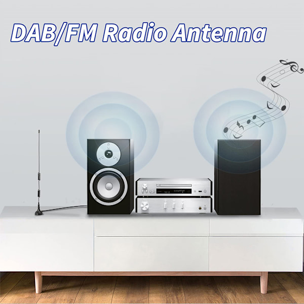 Bingfu DAB FM-radioantenn med magnetisk bas 3M förlängningskabel kompatibel med Denon Pioneer Onkyo Yamaha Marantz Sherwood Digital Radio Bluetooth