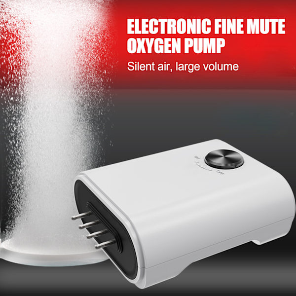 Elektronisk akvarieluftpump med 4 uttag Fiskdamm Tyst syrepump Justerbar EU-kontakt 220V