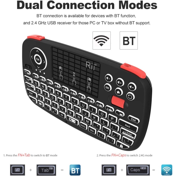 Mini Bluetooth-tangentbord med pekplatta, bärbart trådlöst tangentbord med 2,4G USB-dongel